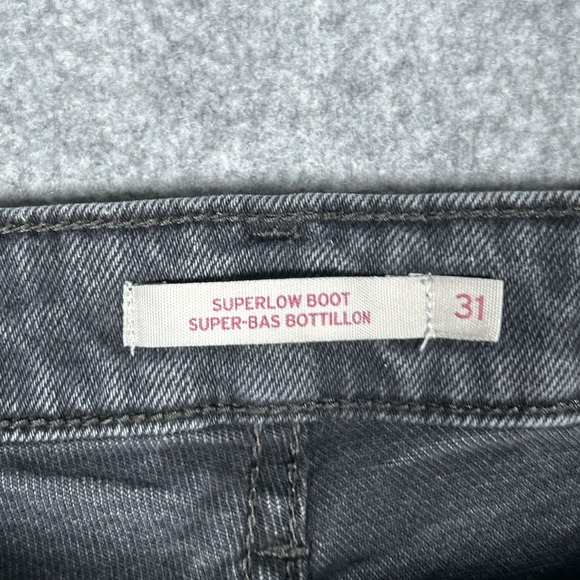 Levi's denim jeans Womens 31x30 Black Superlow Boot Low Rise Distressed red tab - Picture 2 of 16